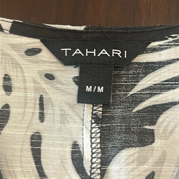 Tahari Tropical Swimsuit Cover Up Black and White Floral Print Size M - Picture 5 of 13
